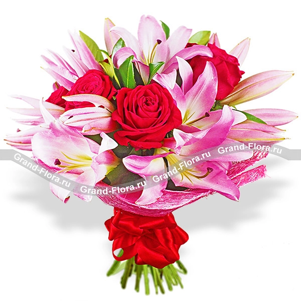 Леди совершенство - букет из роз и лилии